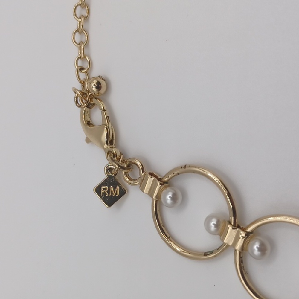 Rebecca Minkoff Gold Tone Circle Link With Faux Pearls Necklace - Picture 4 of 5